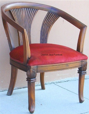 Code: CS 235-M Name: Funtail chair Size: W=64 x D=75 x H=85 cm Wood: Solid Mahogany With beautiful upholstery or on request any other type/color of upholstery.